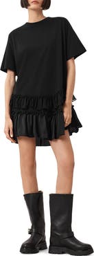 AllSaints Feyre Ruffle Tiered Cotton T-Shirt Minidress