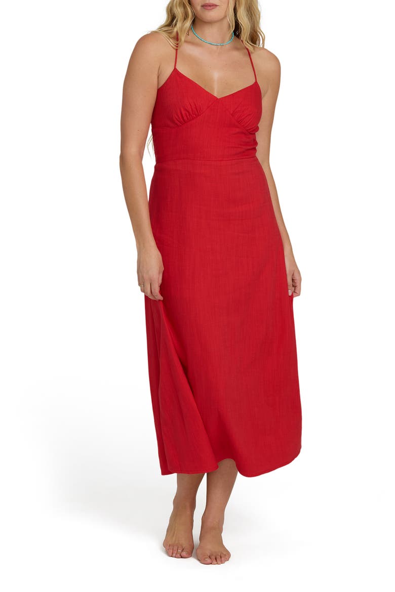 Take it Back Cotton Blend Midi Sundress, Main, color, FIESTA RED