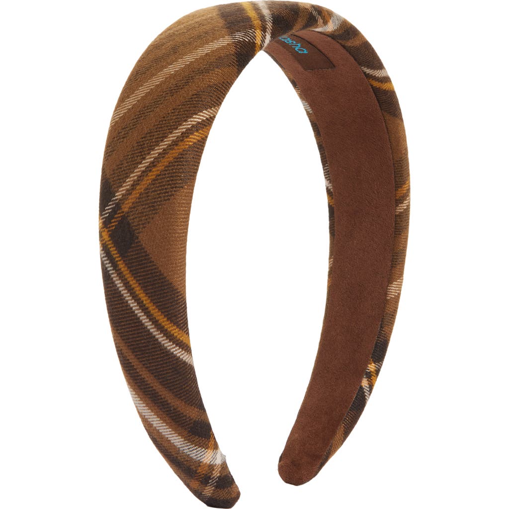 Tasha Plaid Padded Headband In Brown