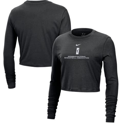 Women's Nike Black WNBA Team 13 Cropped Tri-Blend Long Sleeve T-Shirt
