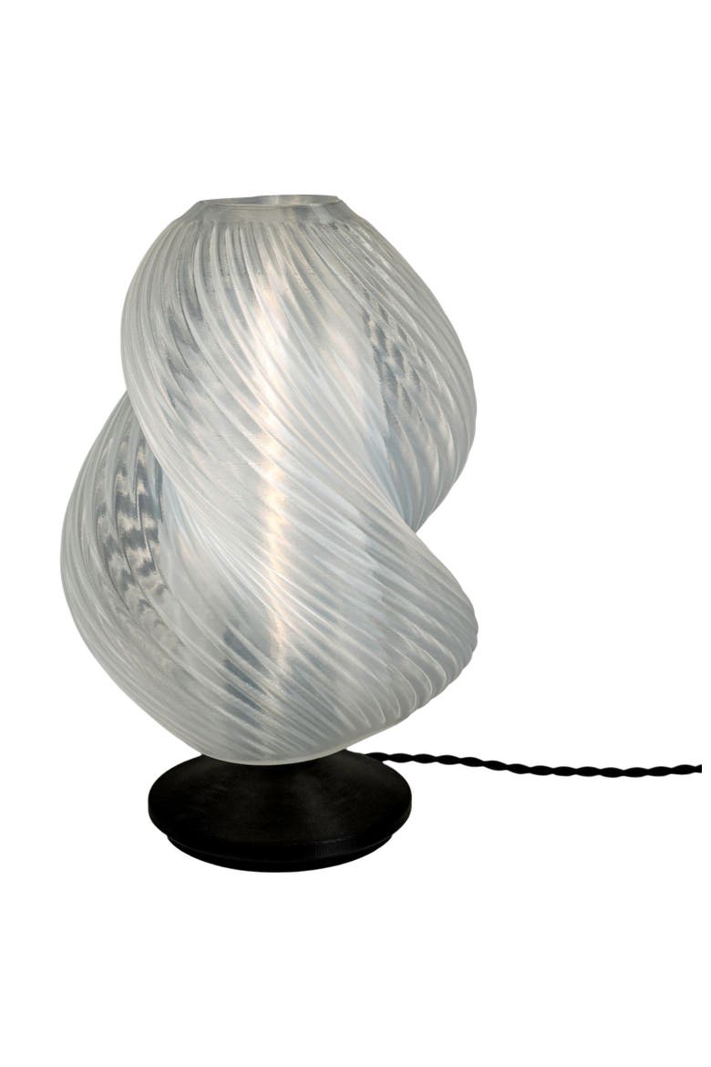 Gema 13.5" Mid-Century Coastal Plant-Based PLA 3D Printed Dimmable LED Table Lamp, Main, color, Light Smoke/Black