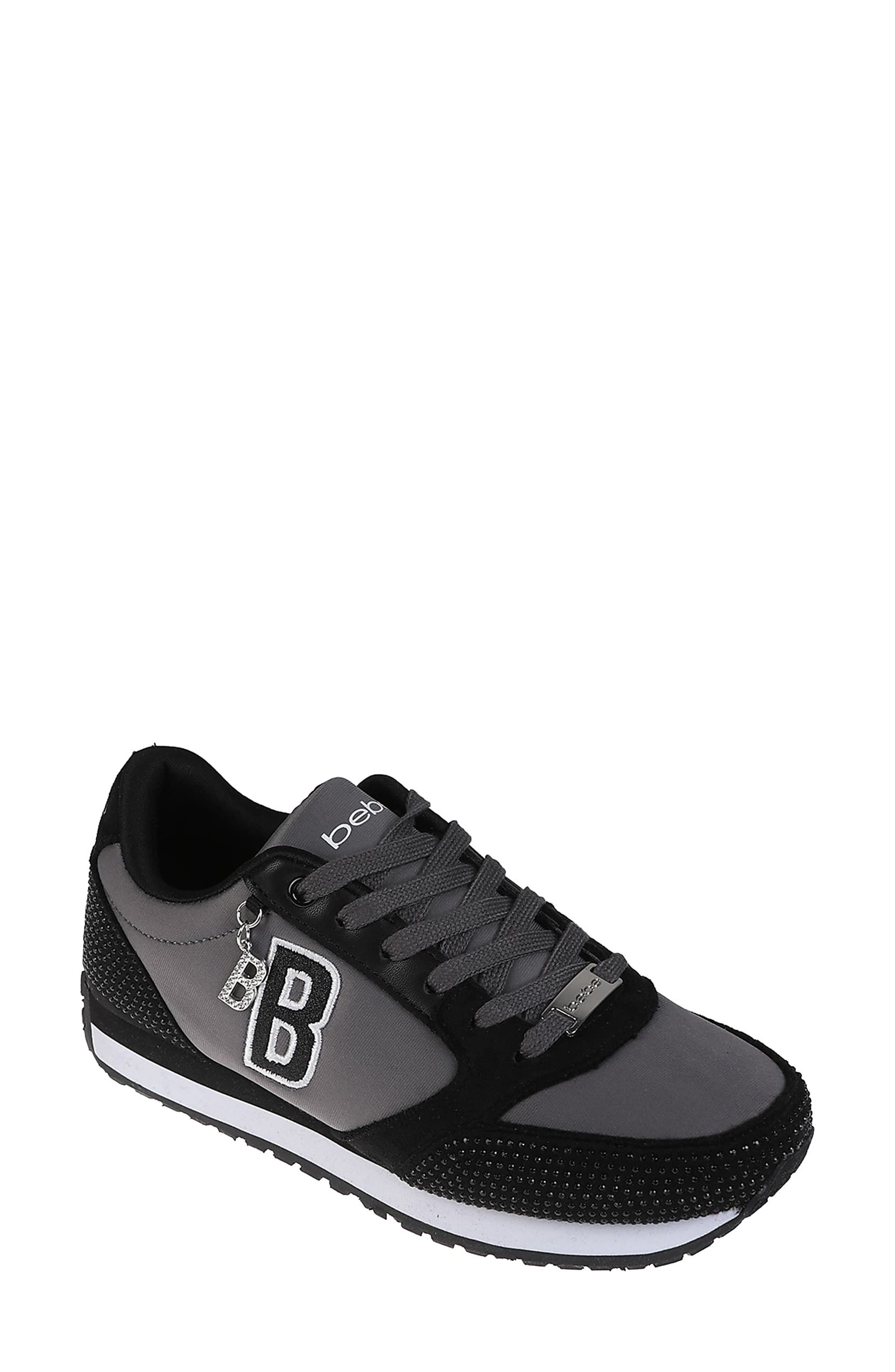 bebe Embellished Varsity Low Top Sneaker, Main, color, 