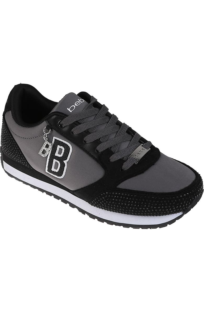bebe Embellished Varsity Low Top Sneaker, Main, color,