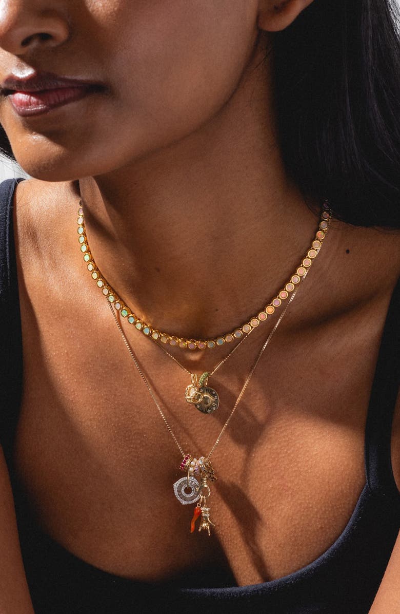 Local Eclectic Solid 9K Gold, Labradorite & Topaz Coin Charm, Alternate, color, Gold