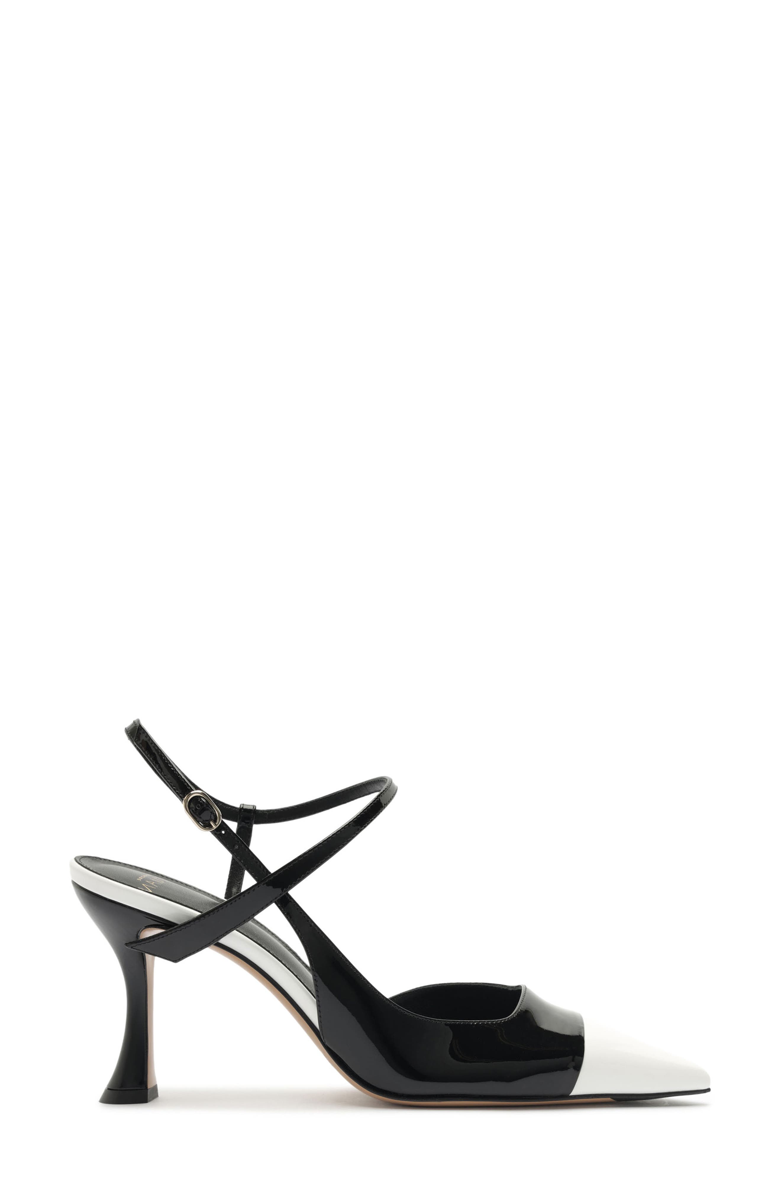Tita Leather Cap Toe Slingback Pump, Alternate, color, BLACK/ WHITE