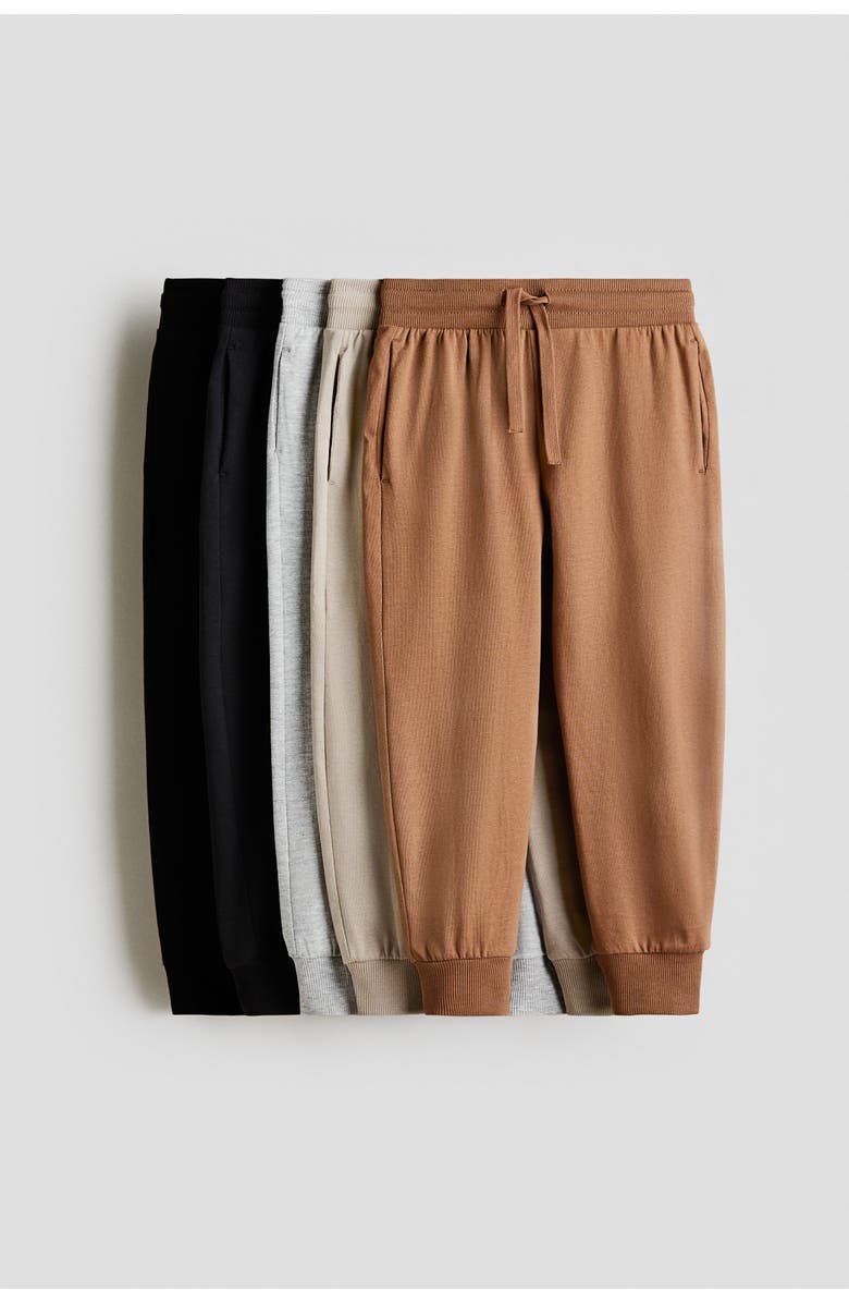 H&M 5-pack Cotton Jersey Joggers, Main, color, 