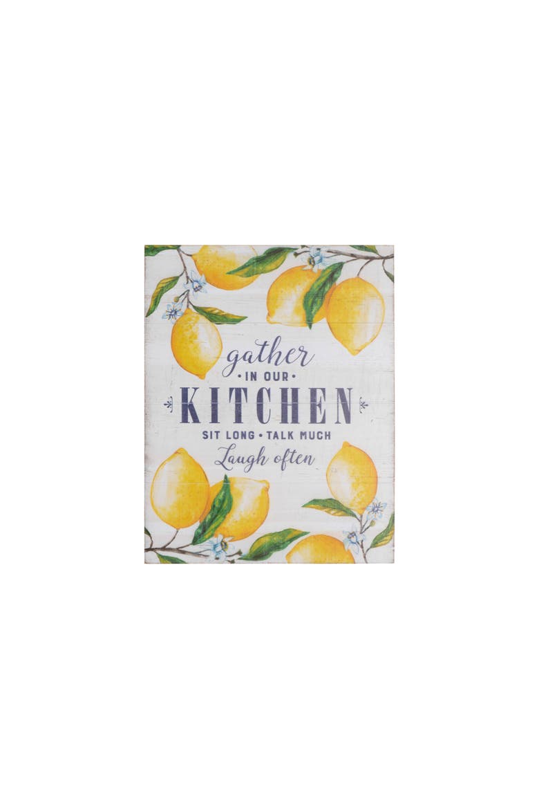 "Gather in Our Kitchen" Wood Wall Décor with Lemons, Main, color, Yellow