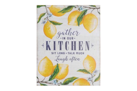 "Gather in Our Kitchen" Wood Wall Décor with Lemons