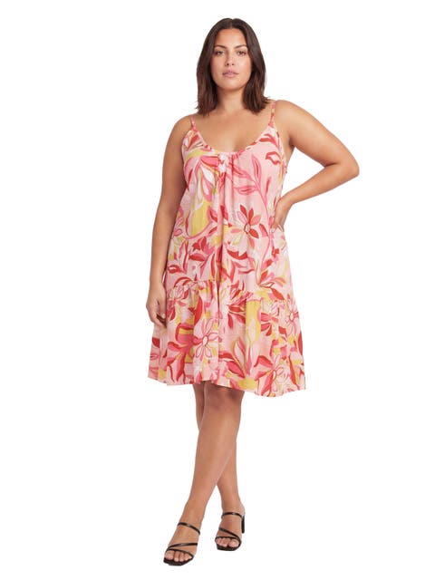 Curvy Essential Floral Print Scoop Neck Spaghetti Strap Pocket A-Line Mini Dress