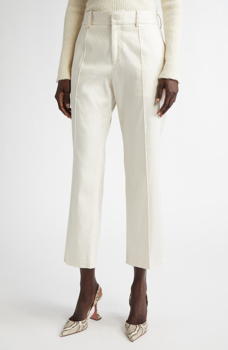 Brandon Maxwell The Soren Stretch Linen & Cotton Ankle Pants, Main, color, 