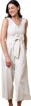 Hope & Henry Womens' Tie-Waist Wide Leg Jumpsuit