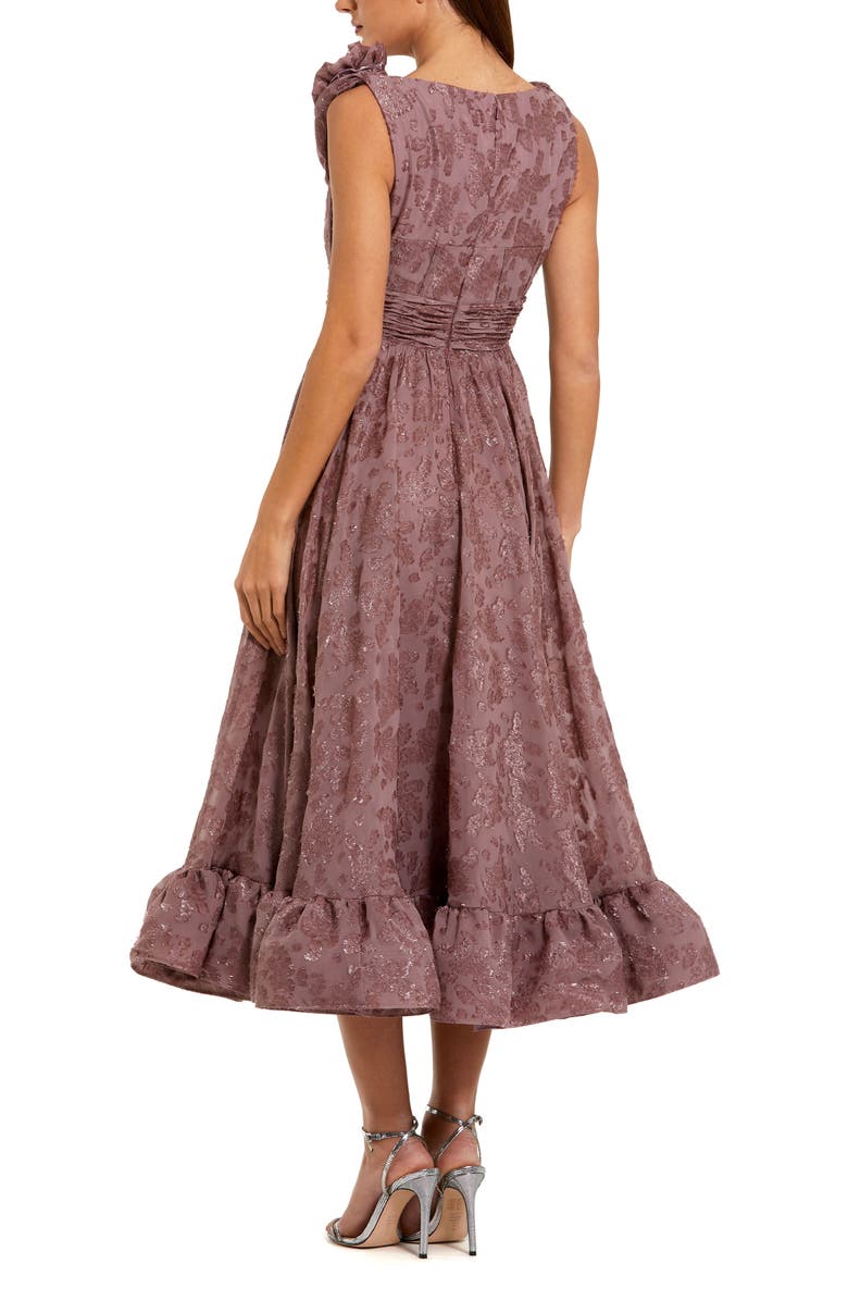 Mac Duggal Burnout Chiffon Sleeveless Cowl Neck Midi Dress, Alternate, color, Mauve