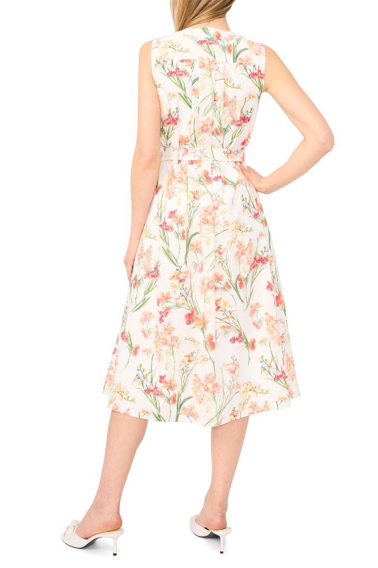 Aubree Floral Wrap Front Midi Dress, Alternate, color, ULTRA WHITE