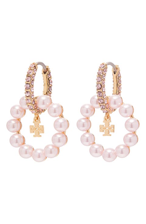 Moondance Faux Pearl Hoop Earrings