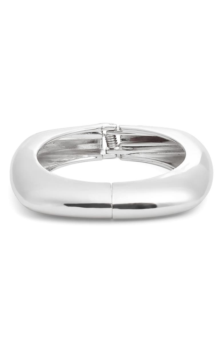 Nordstrom Square Hinged Bangle Bracelet, Main, color, Silver