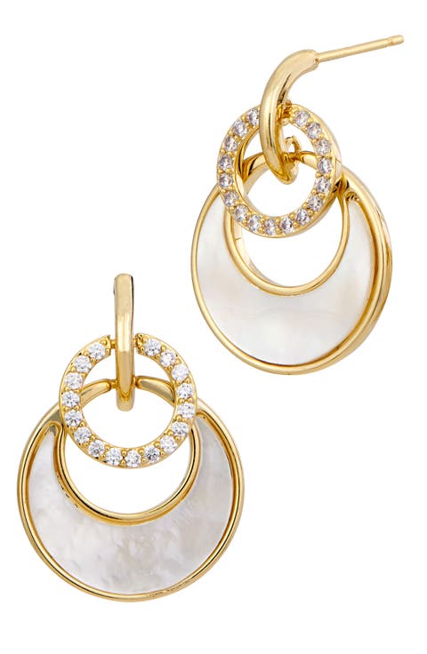 Cubic Zirconia Mother-of-Pearl Drop Earrings