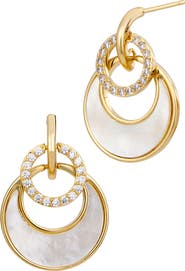 SAVVY CIE JEWELS Cubic Zirconia Mother-of-Pearl Drop Earrings