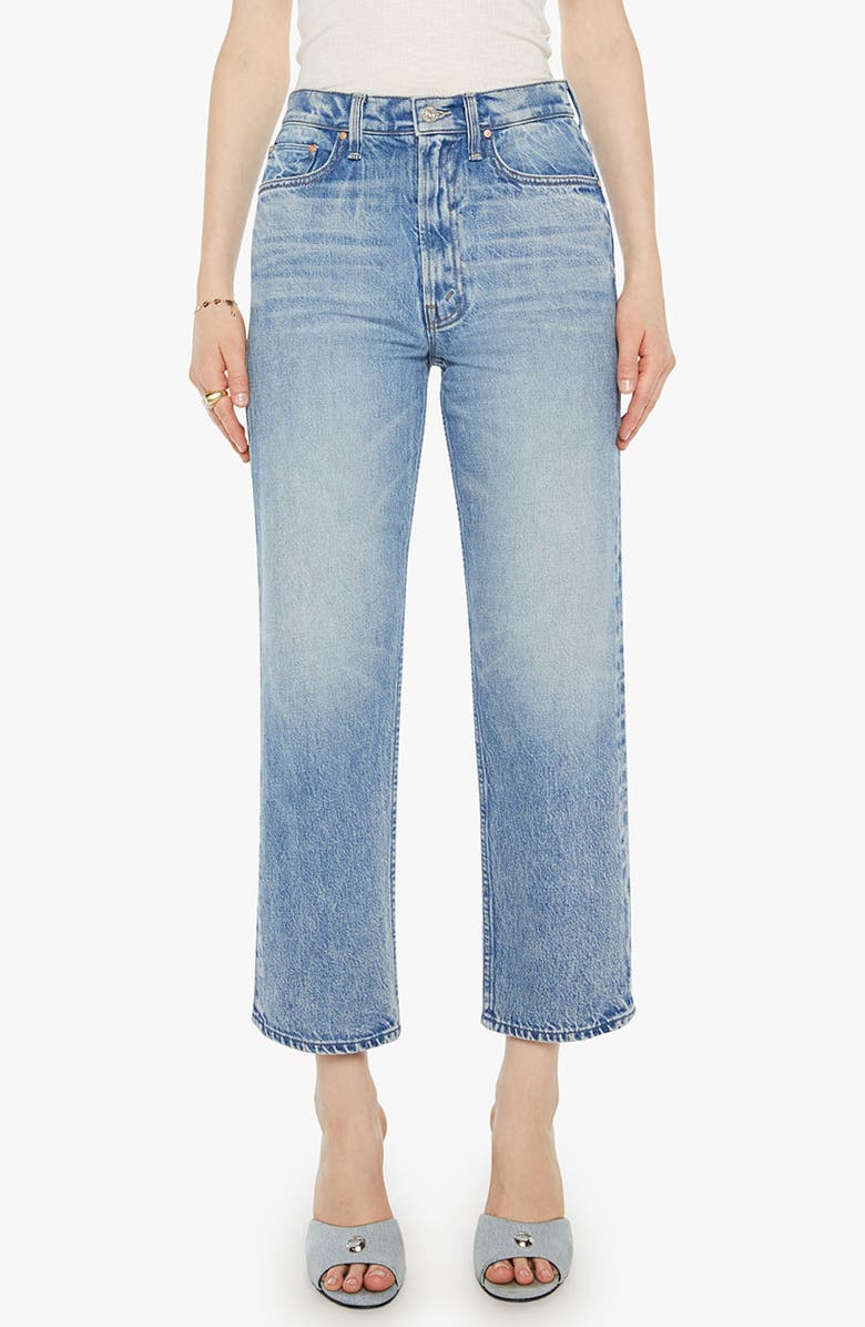 MOTHER The Newbie High Waist Crop Straight Leg Jeans, Main, color, Wipeout