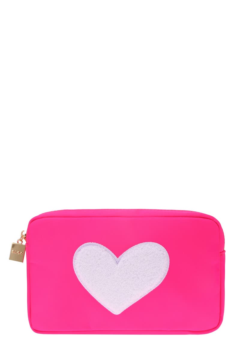Medium Heart Cosmetic Bag, Main, color, HOT PINK