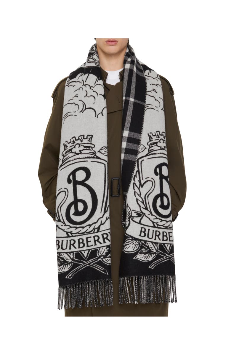 Burberry Wide Reversible Stormy Knight Scarf, Alternate, color, Black/Calico