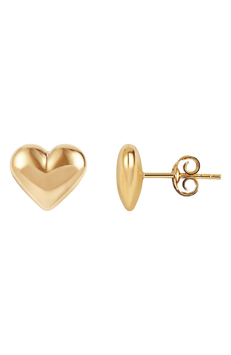 Frankie & Zoe Puffed Heart Stud Earrings, Alternate, color, Yellow Gold