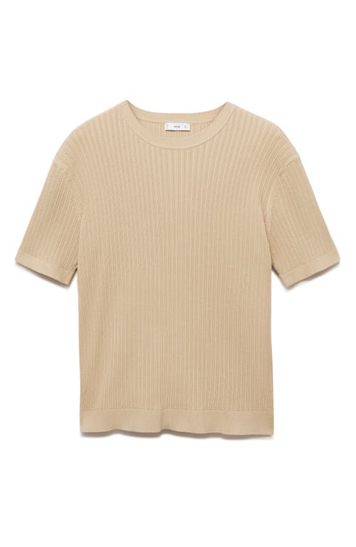 Mango Braided Cotton Blend Short Sleeve Sweater In Multi