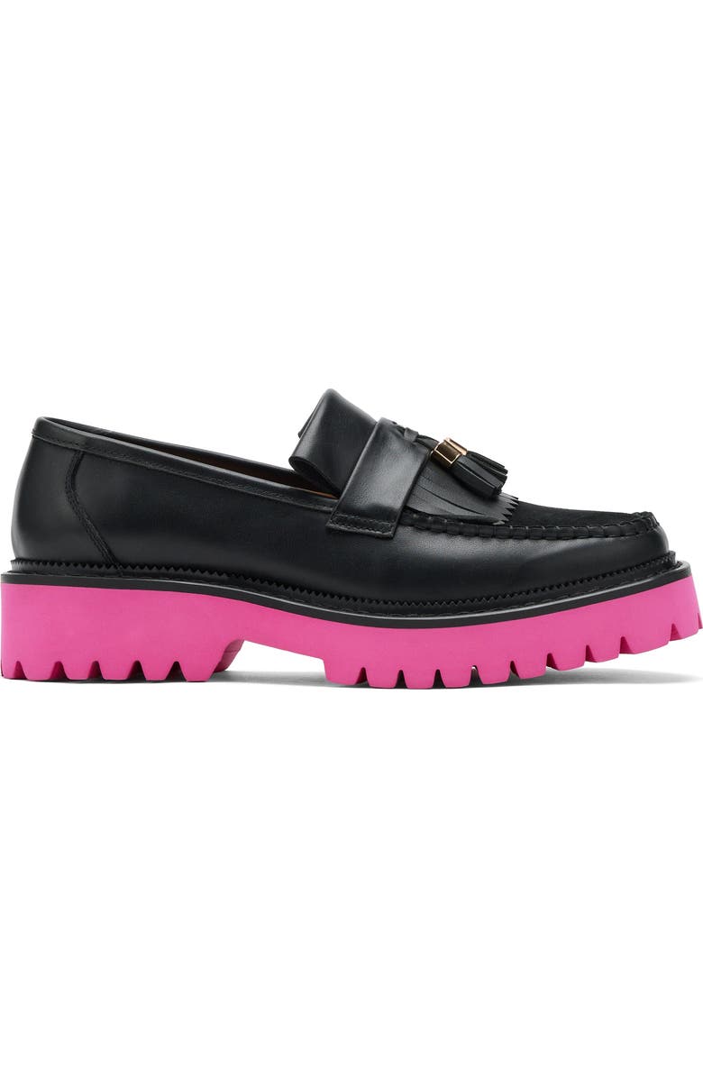 MARC NOLAN Ms. Journey Leather Lug Tassel Loafer, Main, color, Black/Pink
