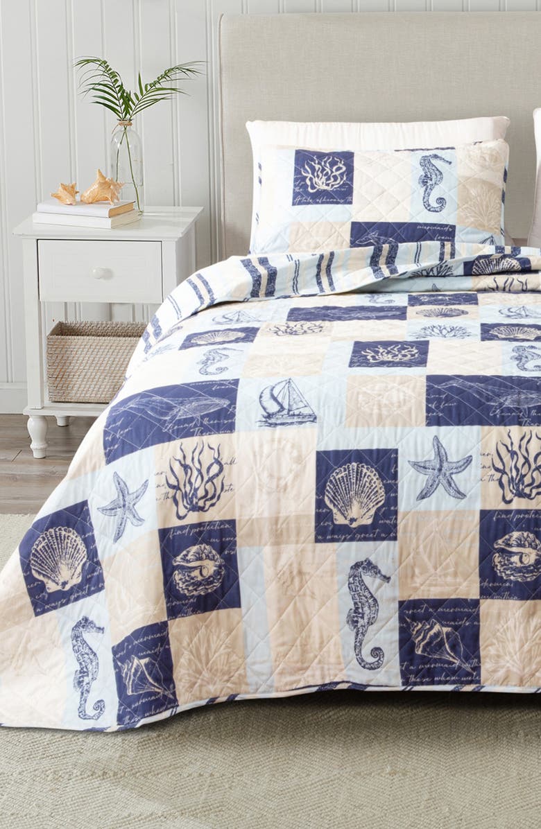 Woven & Weft Coastal Patchwork Reversible Microfiber Quilt Set, Alternate, color, Coastal Patchwork