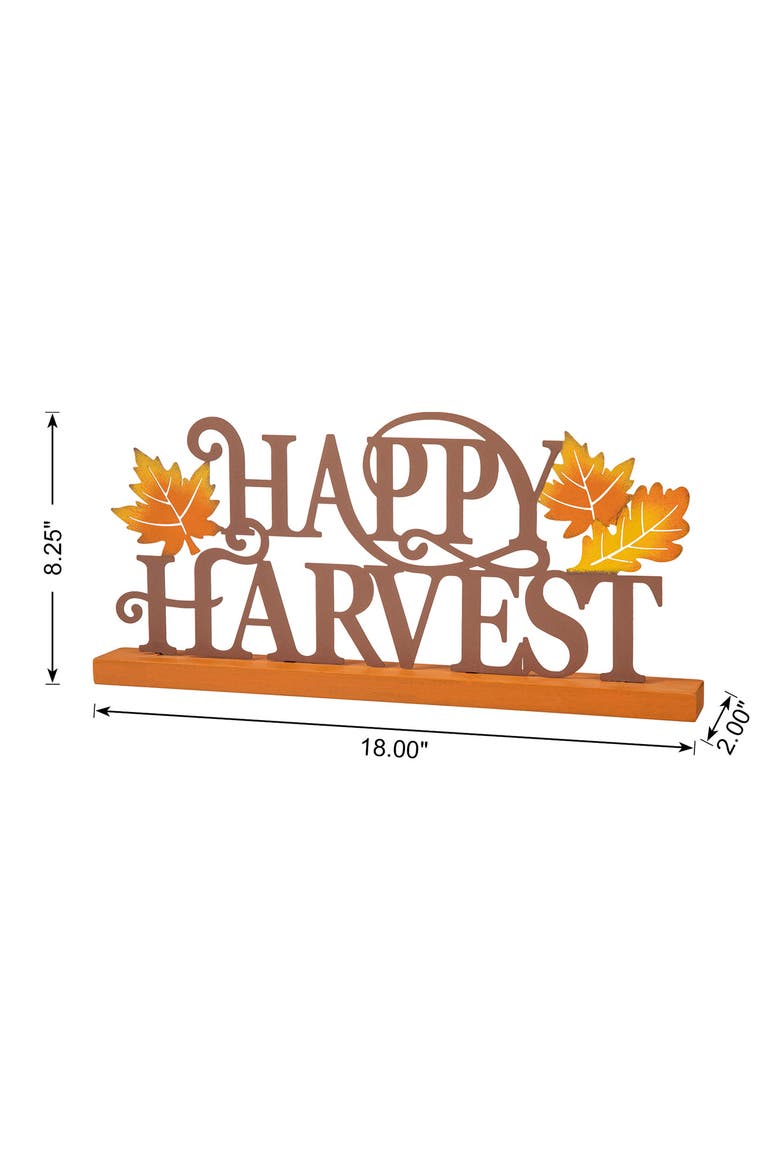 Wood & Metal Happy Harvest Table Decor, Alternate, color, Orange