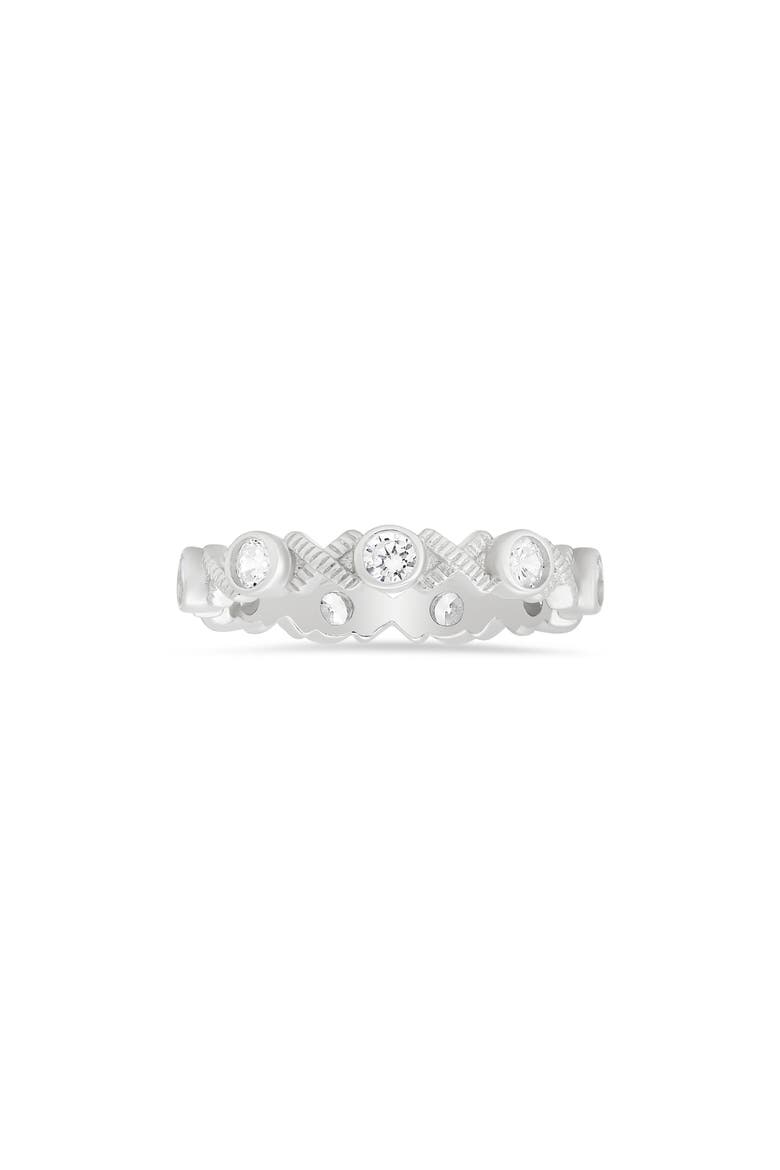 XO Cubic Zirconia Eternity Band Ring, Main, color, SILVER