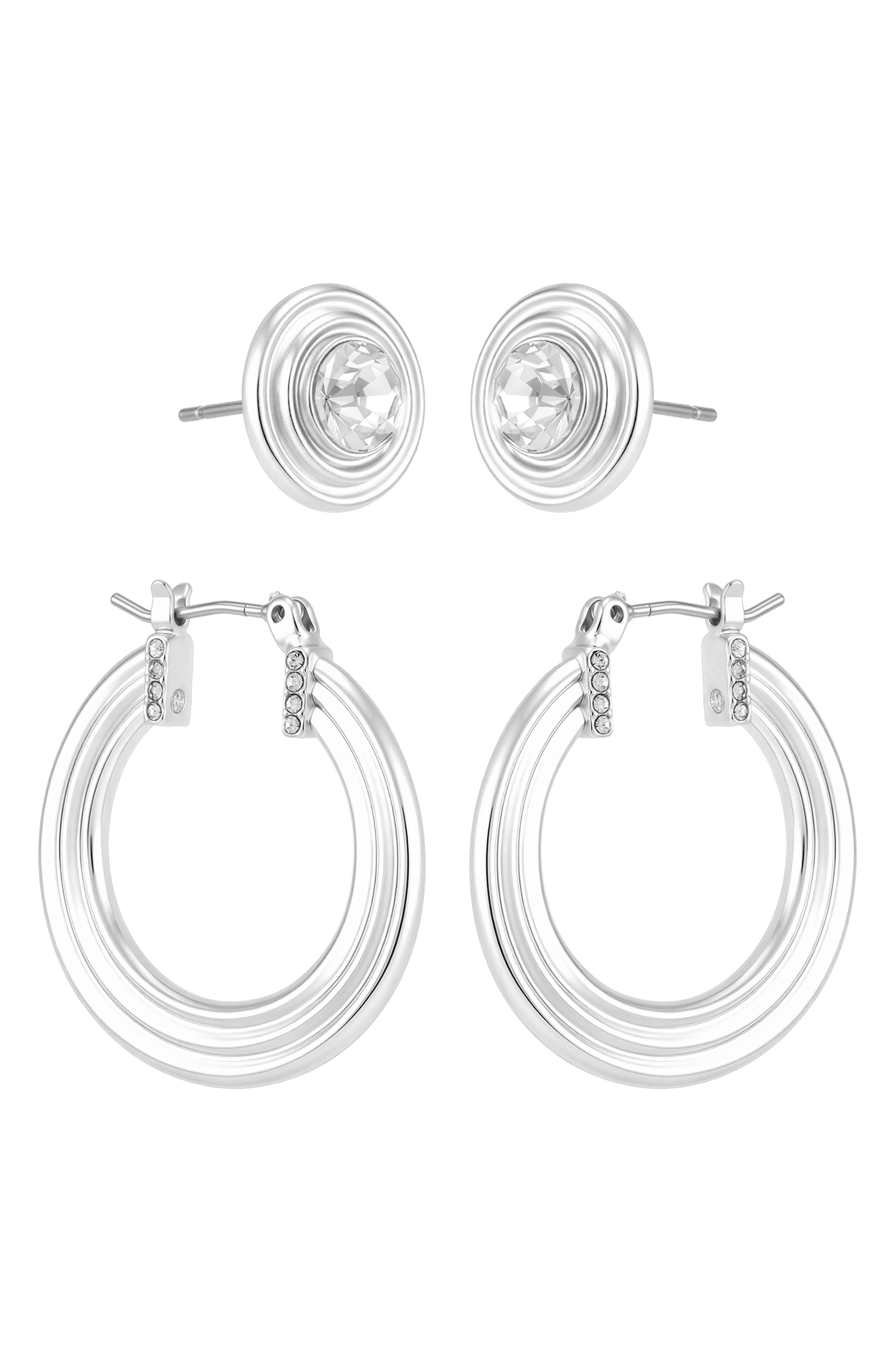 Set of 2 Hoop and Stud Earrings