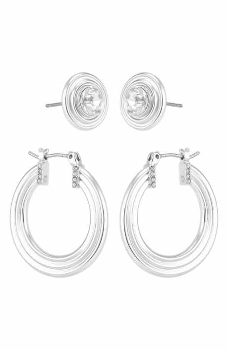 Set of 2 Hoop and Stud Earrings