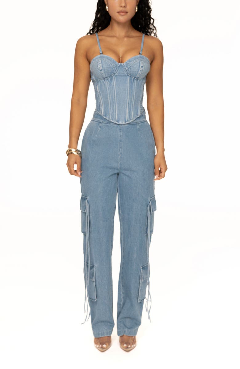 JLUXLABEL Marsella Sweetheart Neck Denim Corset, Alternate, color, 