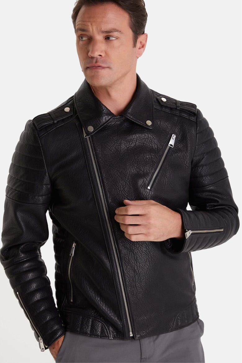 Quentin Leather Jacket, Alternate, color, Black