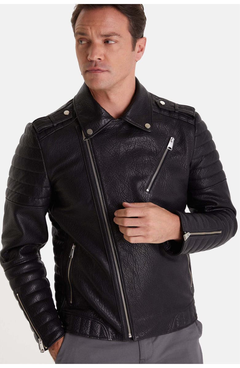 FURNIQ UK Quentin Leather Jacket, Alternate, color, Black