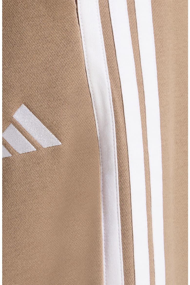 Essentials 3-Stripes Open Hem Fleece Pants, Alternate, color, KHAKI SIX/ WHITE