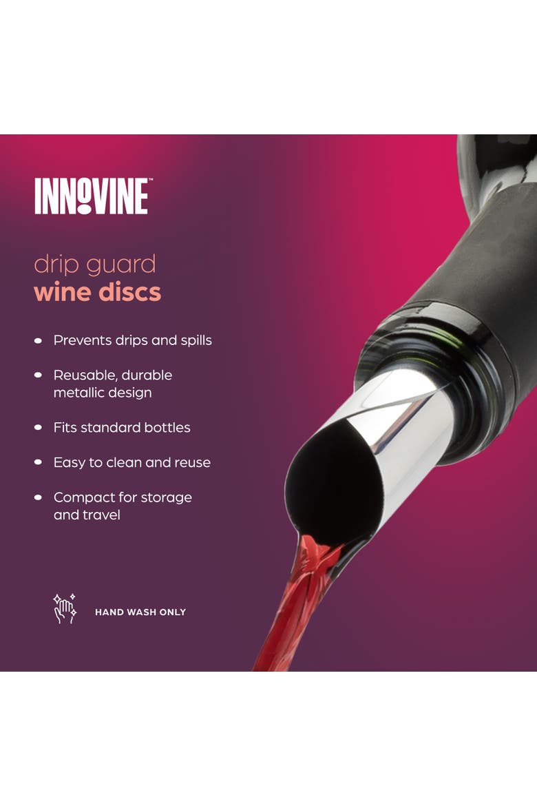 Drip Guard Wine Discs Set of 6, Alternate, color, Silver