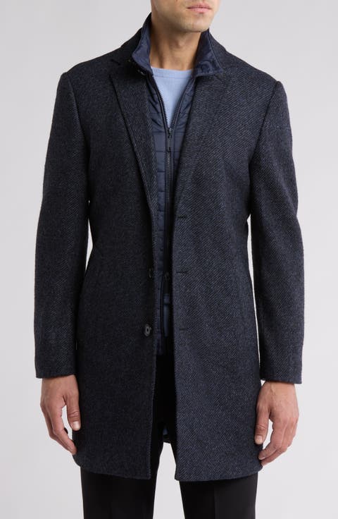 Wool Blend Coat with Quilted Bib (Regular & Big)
