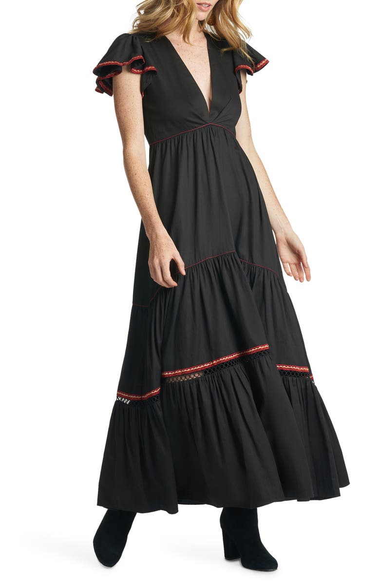 Sachin & Babi Paloma Plunge Neck Cotton Maxi Dress, Alternate, color, 