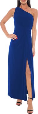 Marina One-Shoulder Front Twist A-Line Gown