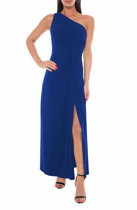 Marina One-Shoulder Front Twist A-Line Gown