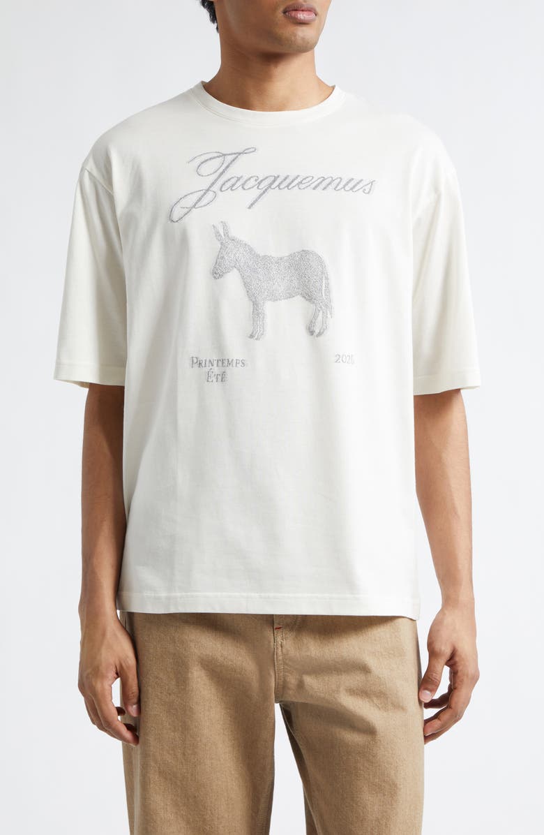 Jacquemus Le T-Shirt Âne Graphic T-Shirt, Main, color, Donkey Jacquard White