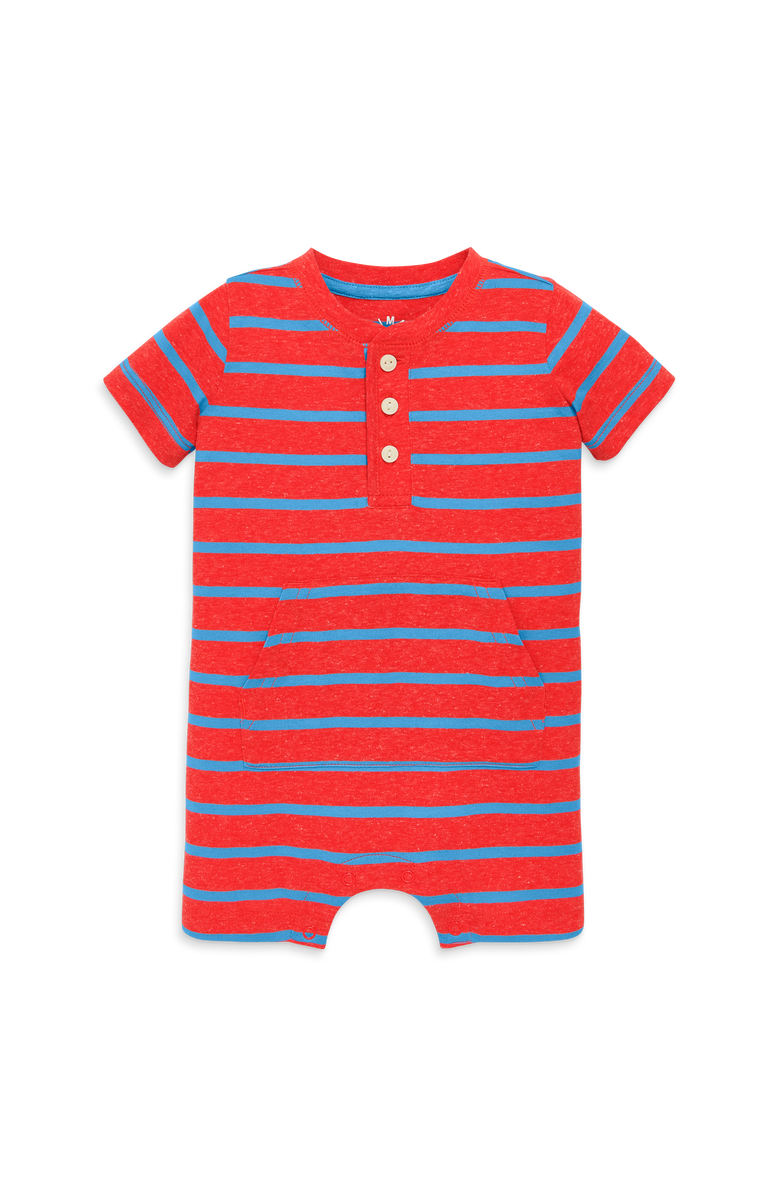 Primary Baby Heathered Henley Shortie In Stripe, Main, color, Poppy Blueberry Stripe