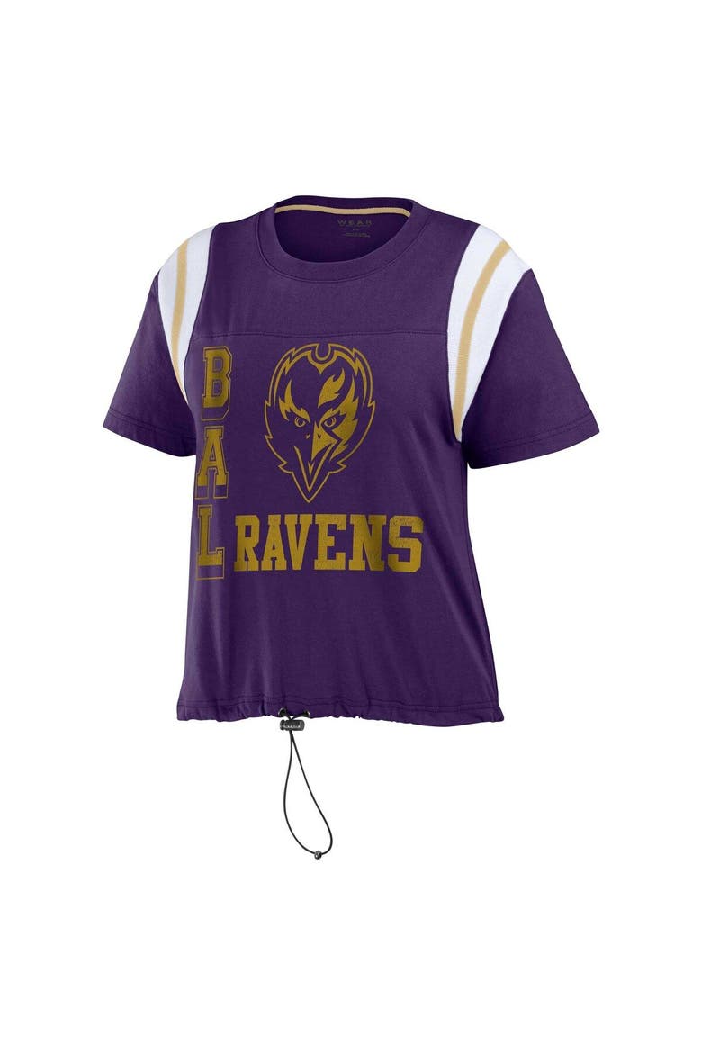 Women's WEAR by Erin Andrews Purple Baltimore Ravens Cinched Colorblock T-Shirt, Alternate, color, Purple