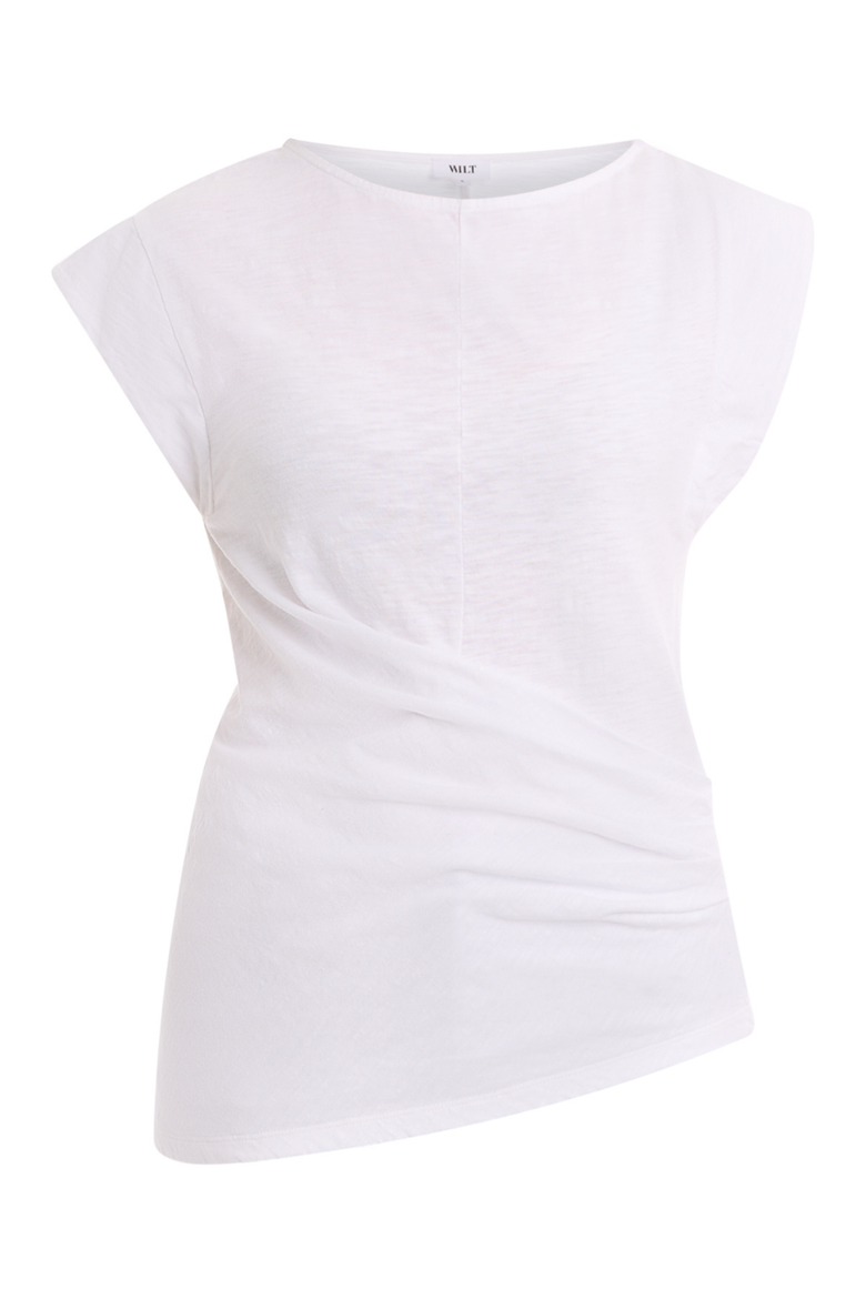 Boat Neck Rolled Cuff Tee, Alternate, color, White