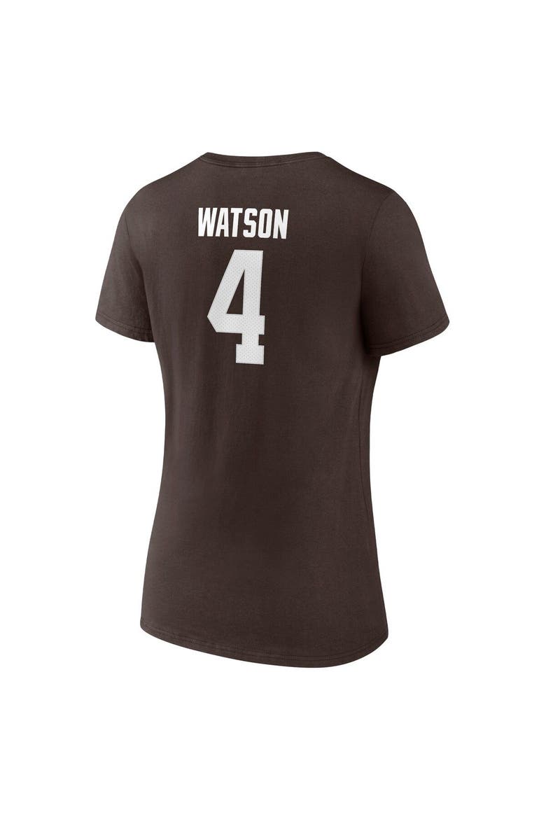 Women's Fanatics Branded Deshaun Watson Brown Cleveland Browns Player Icon Name & Number V-Neck T-Shirt, Alternate, color, Brown