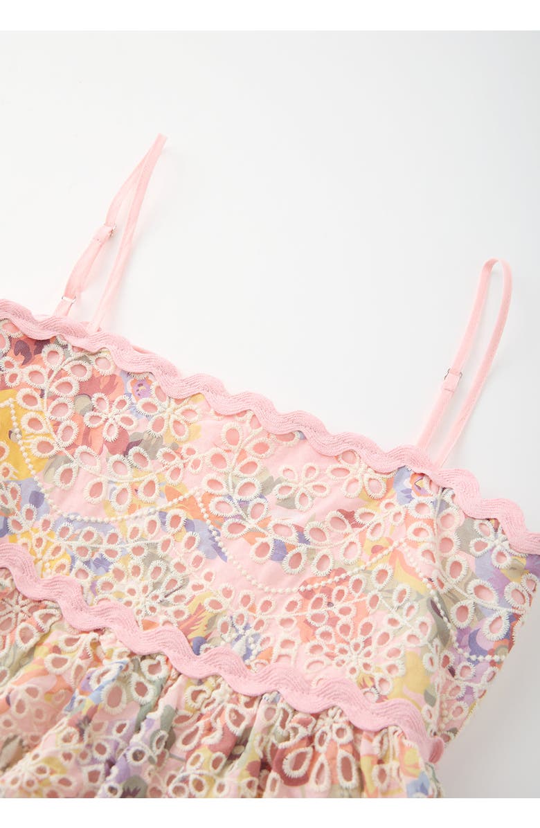 Marlo Kids Alanna Frill Embroidered Maxi Dress, Alternate, color, Multi