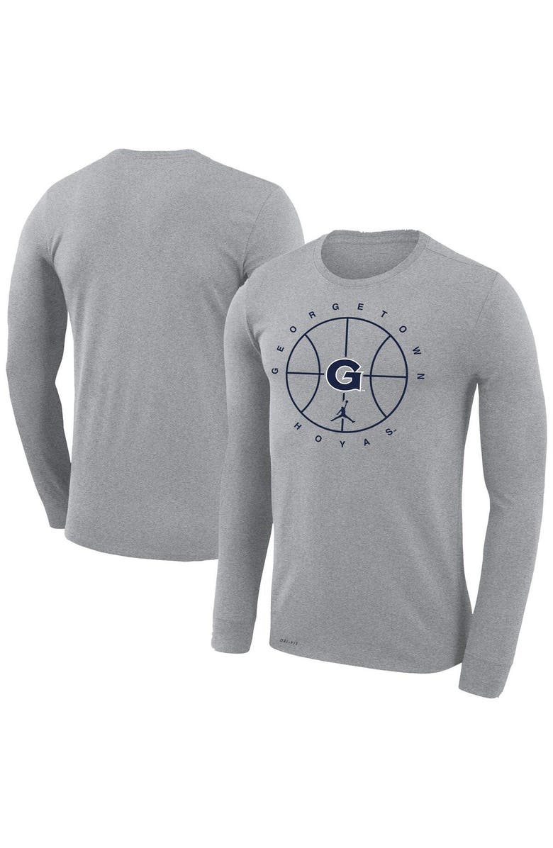 Jordan Brand Men's Jordan Brand Heathered Gray Georgetown Hoyas Basketball Icon Legend Performance Long Sleeve T-Shirt, Main, color, 