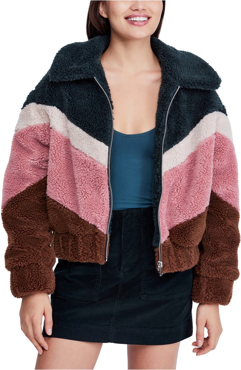 BDG Urban Outfitters Chevron Teddy Coat, Main, color, 