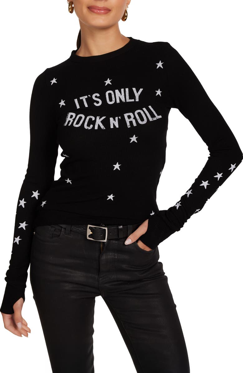 Lauren Moshi McKinley Only Rock n' Roll Top, Main, color, Black